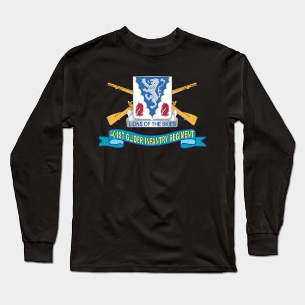 401st Glider Infantry Regiment - DUI w Br - Ribbon X 300 Long Sleeve T-Shirt by twix123844